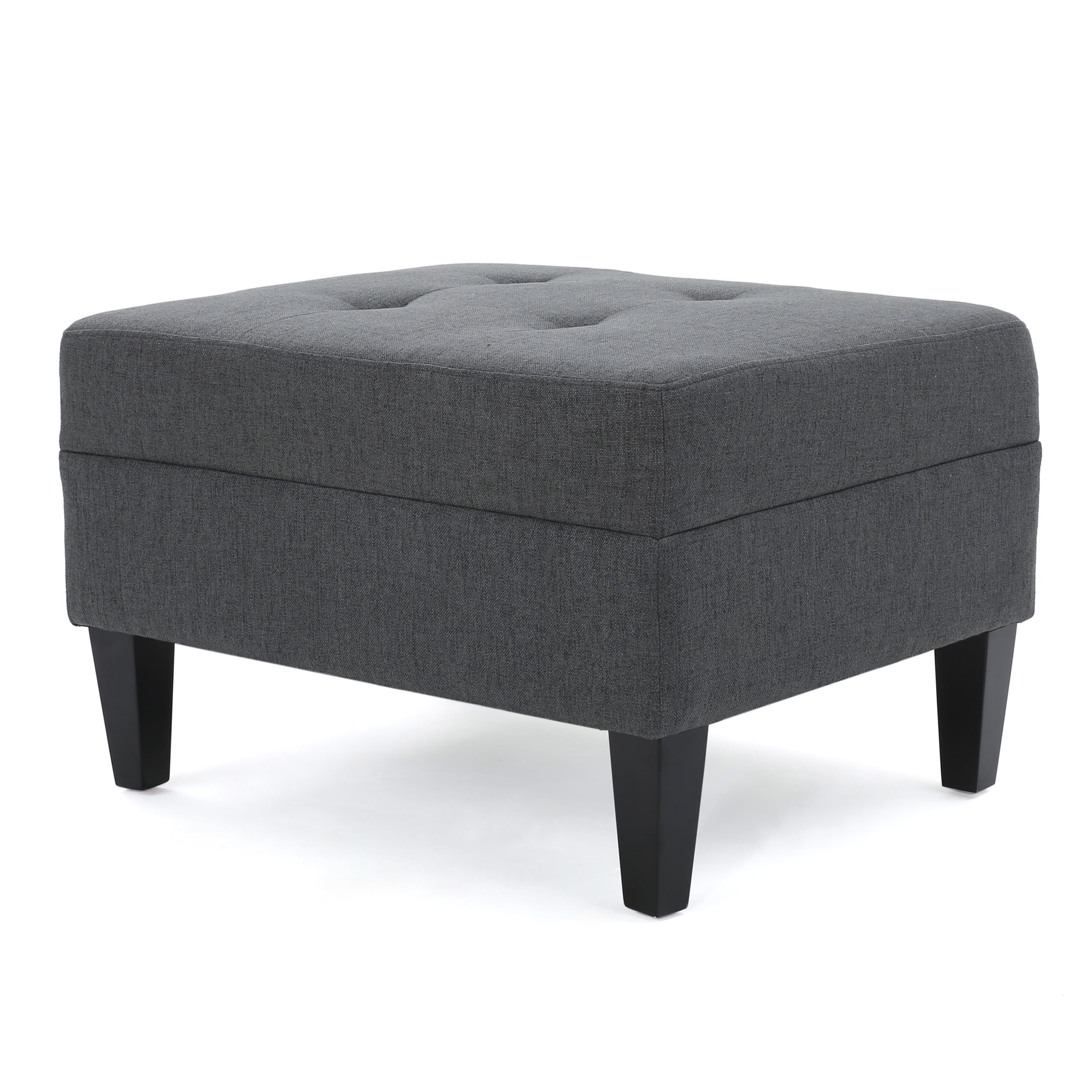 Noble House Sofija Fabric Tufted Ottoman, Dark Grey