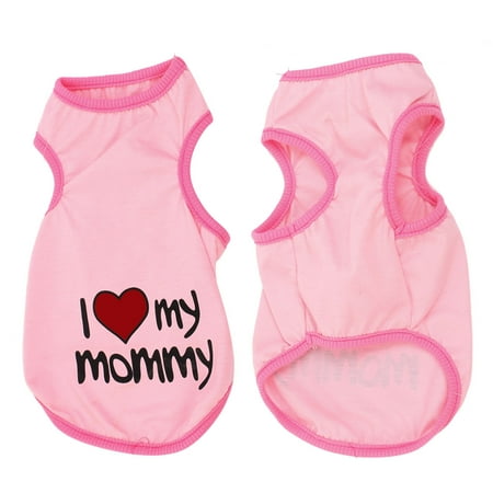 Tank Top Doggie T-shirt - Unique Bargains Pet Dog Cat Doggie Pink Heart Letter Print Sleeves Clothing Tank Top Shirt L