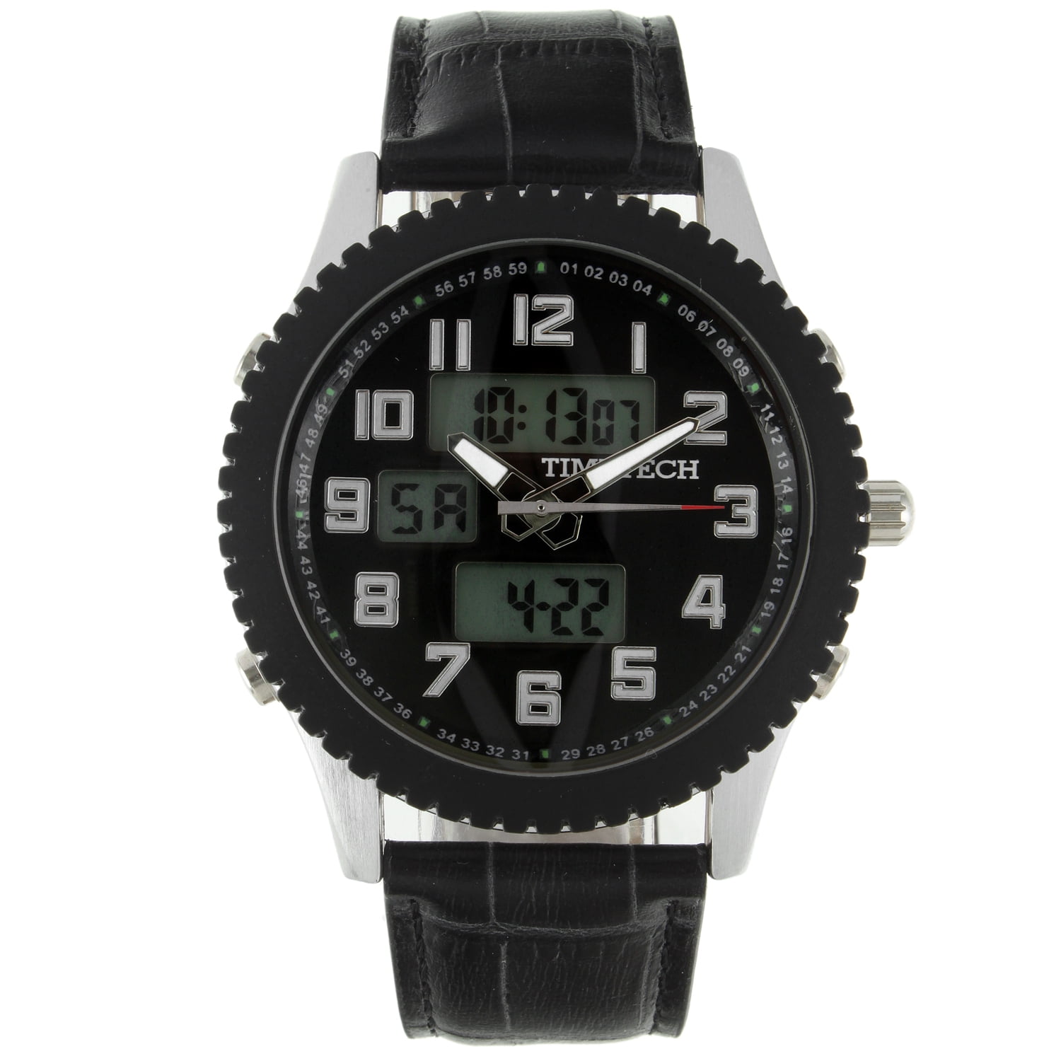 Timetech - TIMETECH Men's Sport Analog/Digital Alarm Watch with Matching Leather Strap & Easy To