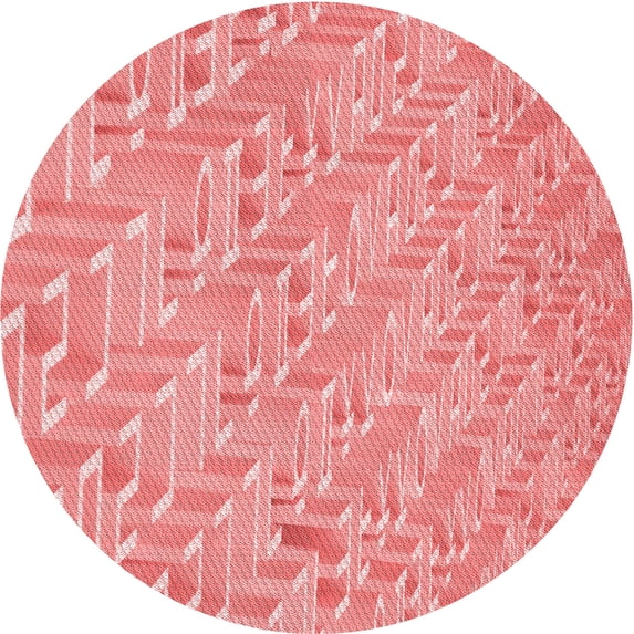 Ahgly Company Machine Washable Indoor Round Transitional Pastel Pink Area Rugs, 3' Round