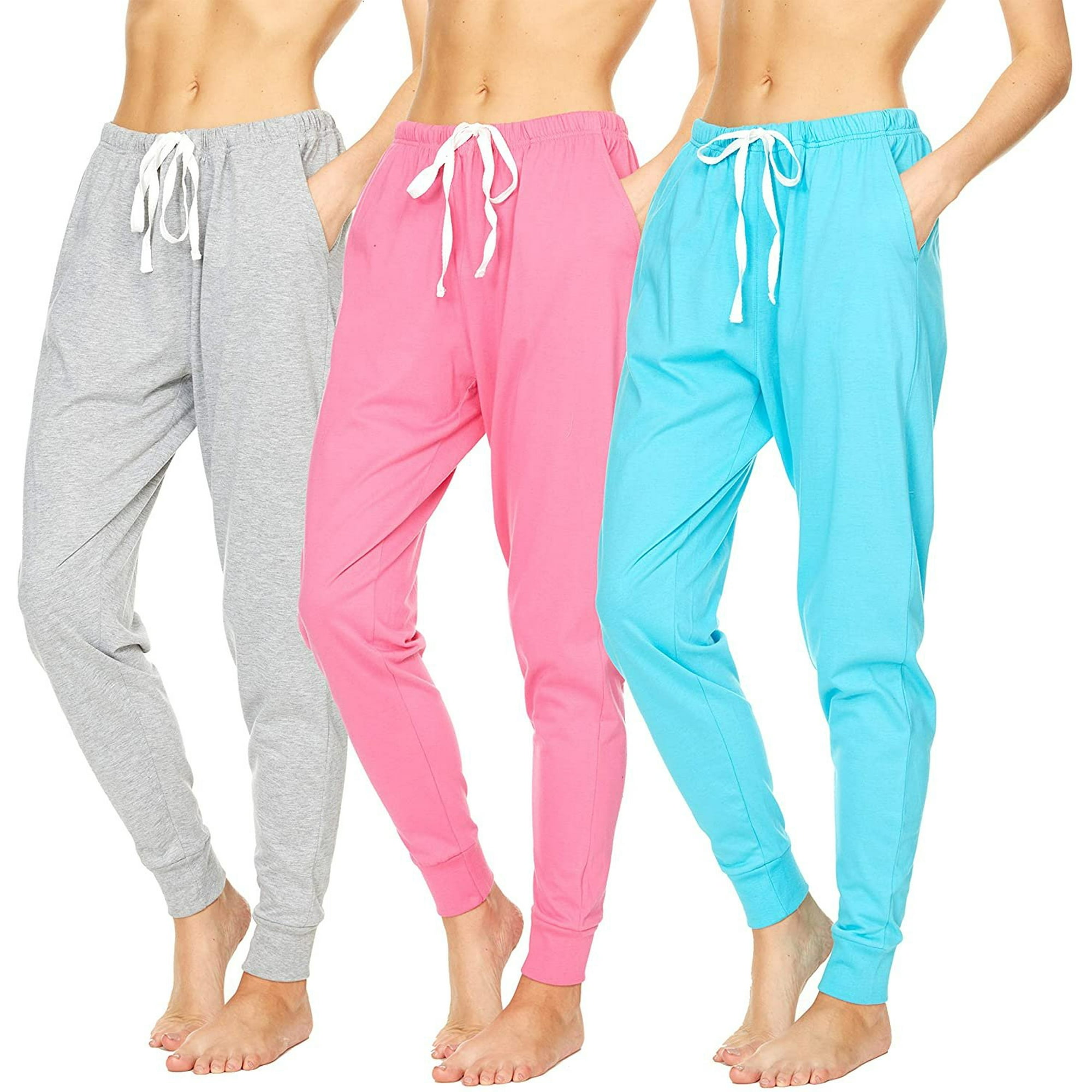3 Pack Women s 100 Cotton Active Gym Lounge Sleep Pajama Jogger Sweatpants Large Set B Walmart