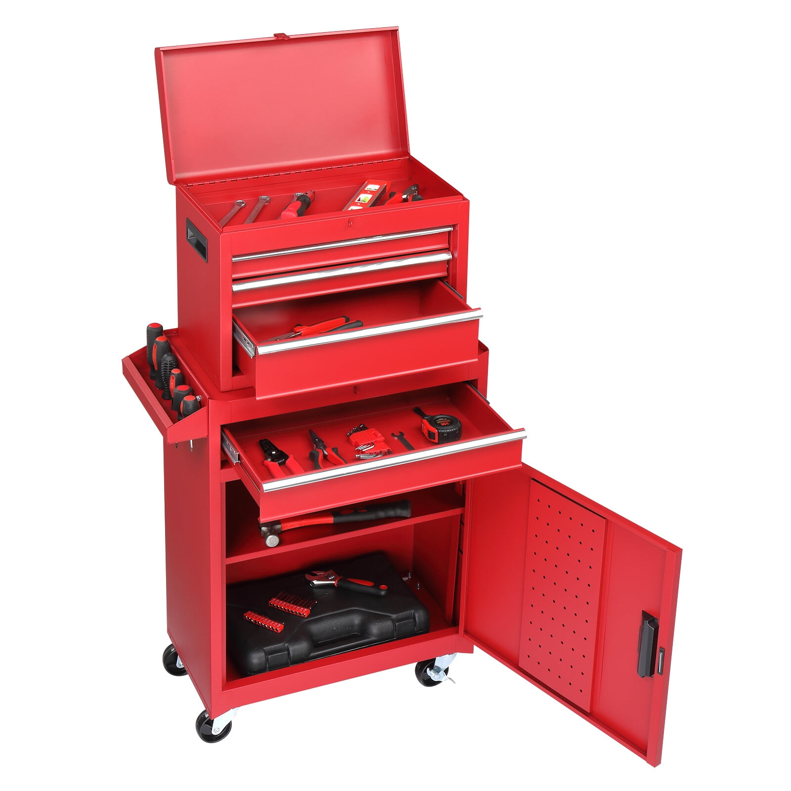 Yescom 2-in-1 Rolling Tool Cart on Wheels Trolley Organizer Storage Box Workshop Garage Warehouse Repair Shop