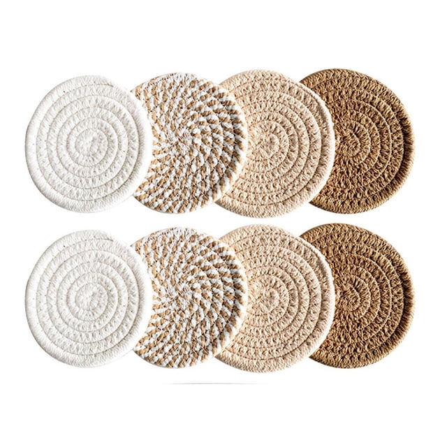 8pcs Woven For Drinks Absorbent Set With