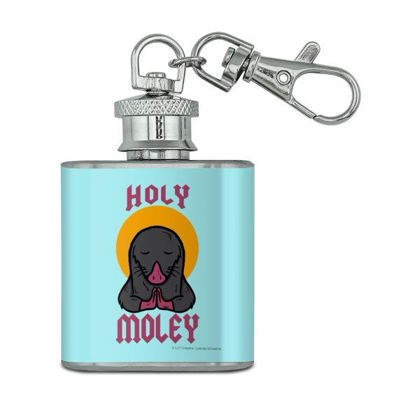 Holy Moley Religious Mole Funny Humor Stainless Steel 1oz Mini Flask Key Chain
