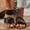 #0034-Black, variant on Xucatan Women's Double Buckle Flat Sandals, Faux Leather Open Toe Slippers with Adjustable Ankle Strap, Soft Sole Casual Summer Beach Shoes, Versatile Solid Color Design for Spring Outdoor Gift