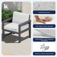 thumbnail image 3 of KINGYES 3 Pieces Outdoor Furniture Set, HDPE All Weather Use Conversation Couch Sets,2 Armchairs & 1 Coffee Table for Patio Backyard, Gray Frame with Khaki Cushions, 3 of 8