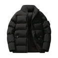 thumbnail image 3 of Winter Jackets for Men with Zip Pockets Windbreaker Work Men's Coat No Hood Solid Color Warm Casual Plus Size Coats for Men, 3 of 3