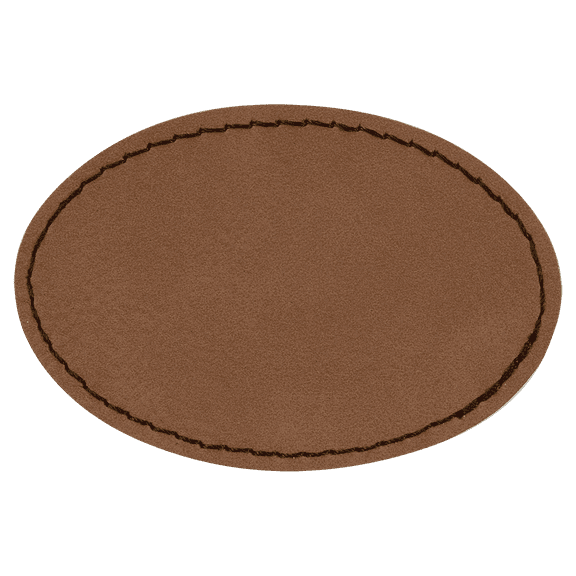 3"x 2" Oval DARK BROWN/BLACK Blank Laserable Leatherette Patch with Adhesive-Pack of 6 DARK BROWN/BLACK