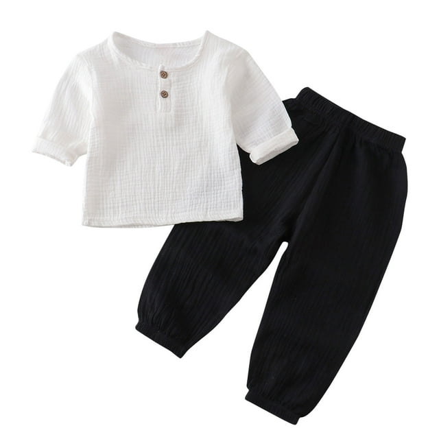 Birdeem Chemises pour Filles Mode Filles et Garçons Hauts Décontractés à Manches Longues Col Rond Ensemble Pantalon Long Uni