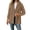 Brown, variant on Womens Mid-Length Zip Up Hooded Coat Cable Twist Pocket Warm Casual Winter Jacket