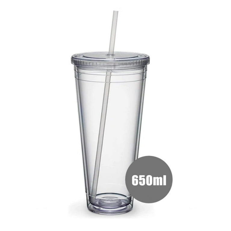 White Double Wall Acrylic Tumbler With Straw, Packaging Type: Box,  Capacity: 500 ML