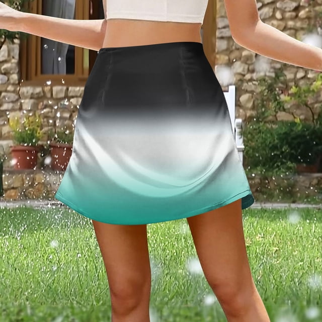 TaTaai Women's Casual Versatile Ombre Print A-Line Short Skirt Fashion Zipper Comfortable Mini Skirt Soft Lightweight Fabric for Spring Summer Daily and Party Wear Gift