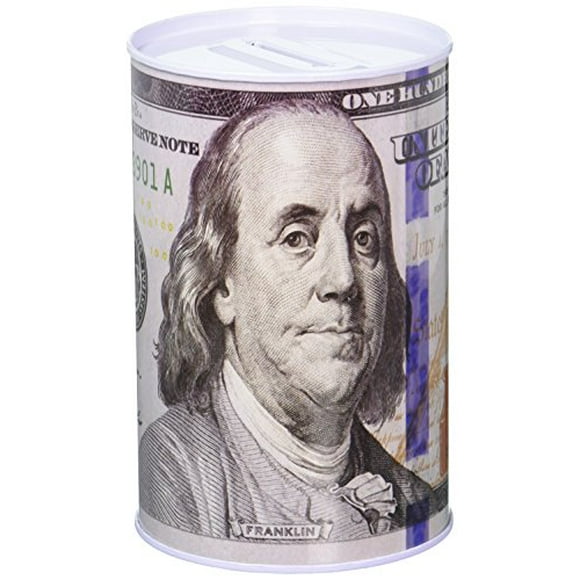Chadamyi 100 Dollar Bill Tin Money Bank Note Metal Money Box 100$ Bill Dollar Moneybox, 5 7/8' Tall X 4' Metal Money Coin Bank, $100, Benjamin Franklin Coin Bank