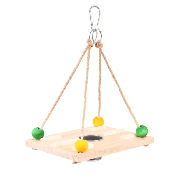 HOMEMAXS Wooden Bird Feeder Pet Shop Hanging Food Container