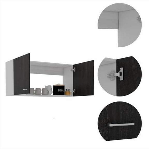 Tuhome Napoles Wall Cabinet, Two Shelves, Double Door -White/Black