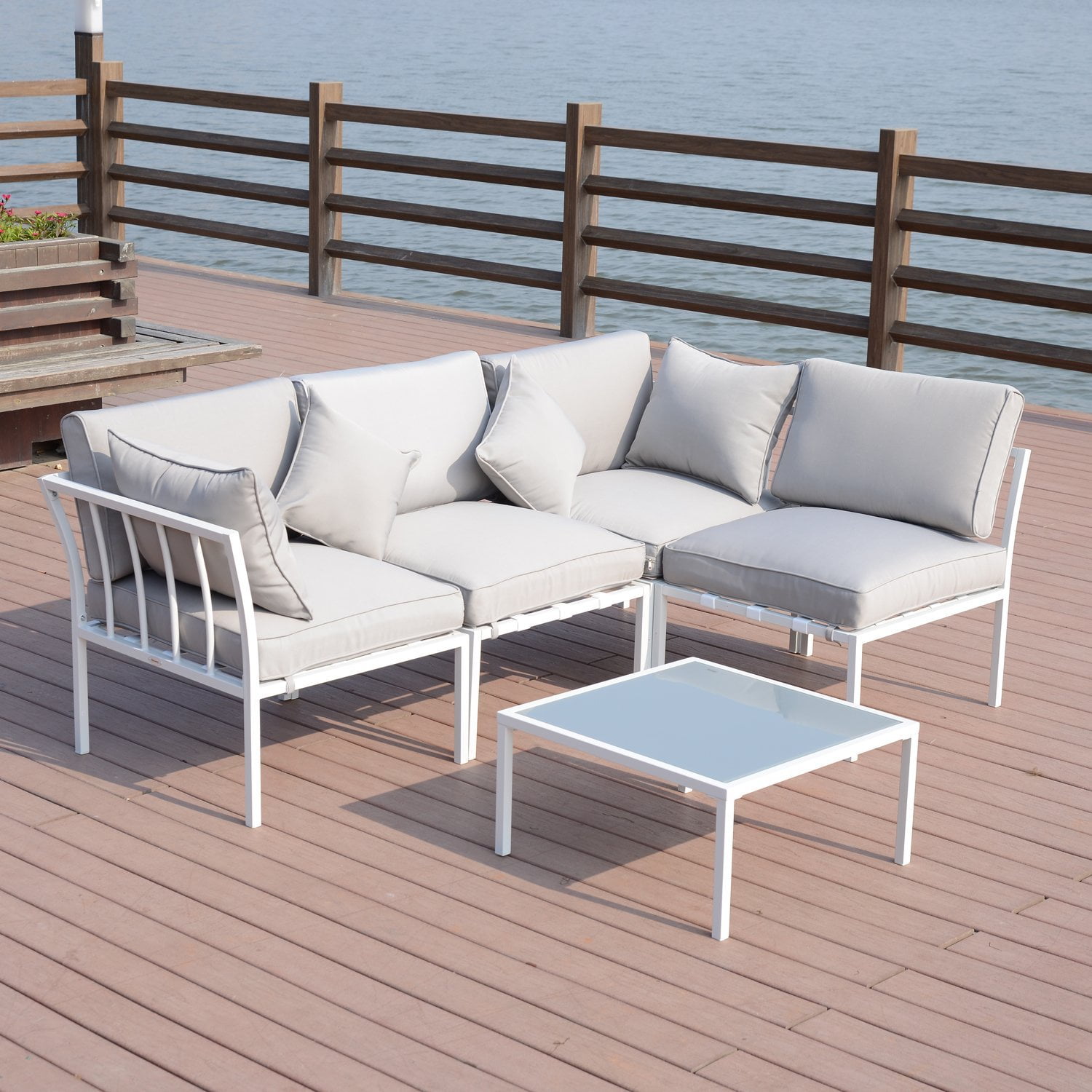 Outsunny 4 Piece Outdoor Furniture Patio Conversation Seating Set