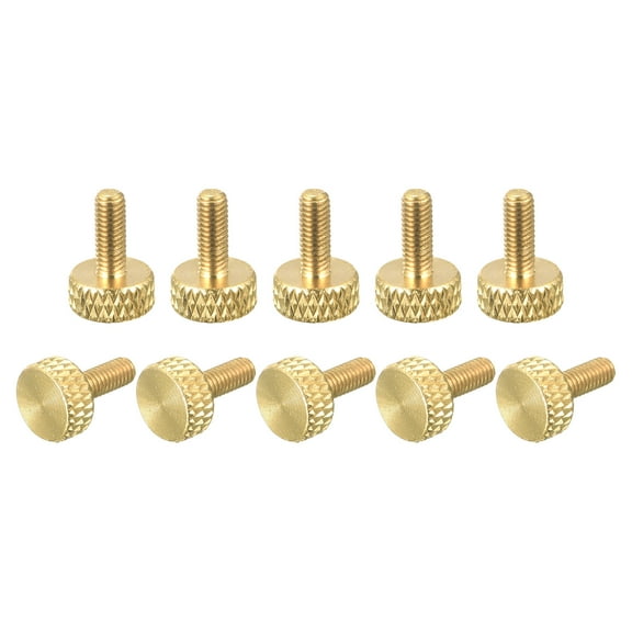 10Pack Brass Knurled Thumb Screws, M3x8mm 11.5mm L Flat Grip Bolt Knobs Fasteners