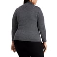 thumbnail image 2 of Alfani Women's Metallic Striped Turtleneck Top Gunmetal Blouse Long Sleeve (Plus,2X), 2 of 4