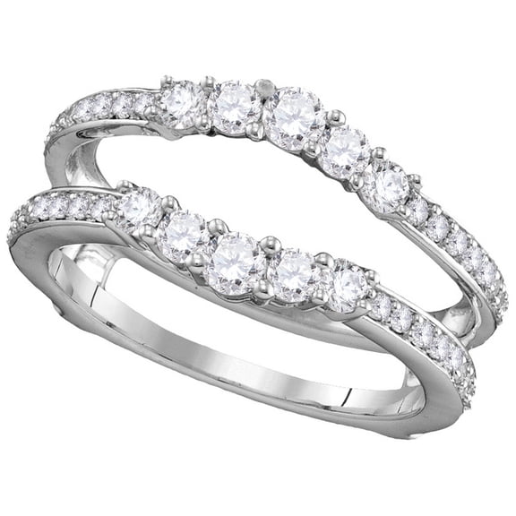 14kt White Gold Womens Round Diamond Ring Guard Wrap Solitaire Enhancer 3/4 Cttw