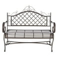 thumbnail image 3 of SAFAVIEH Abner Outdoor Patio Wrought Iron Garden Bench, Rustic Brown, 3 of 7
