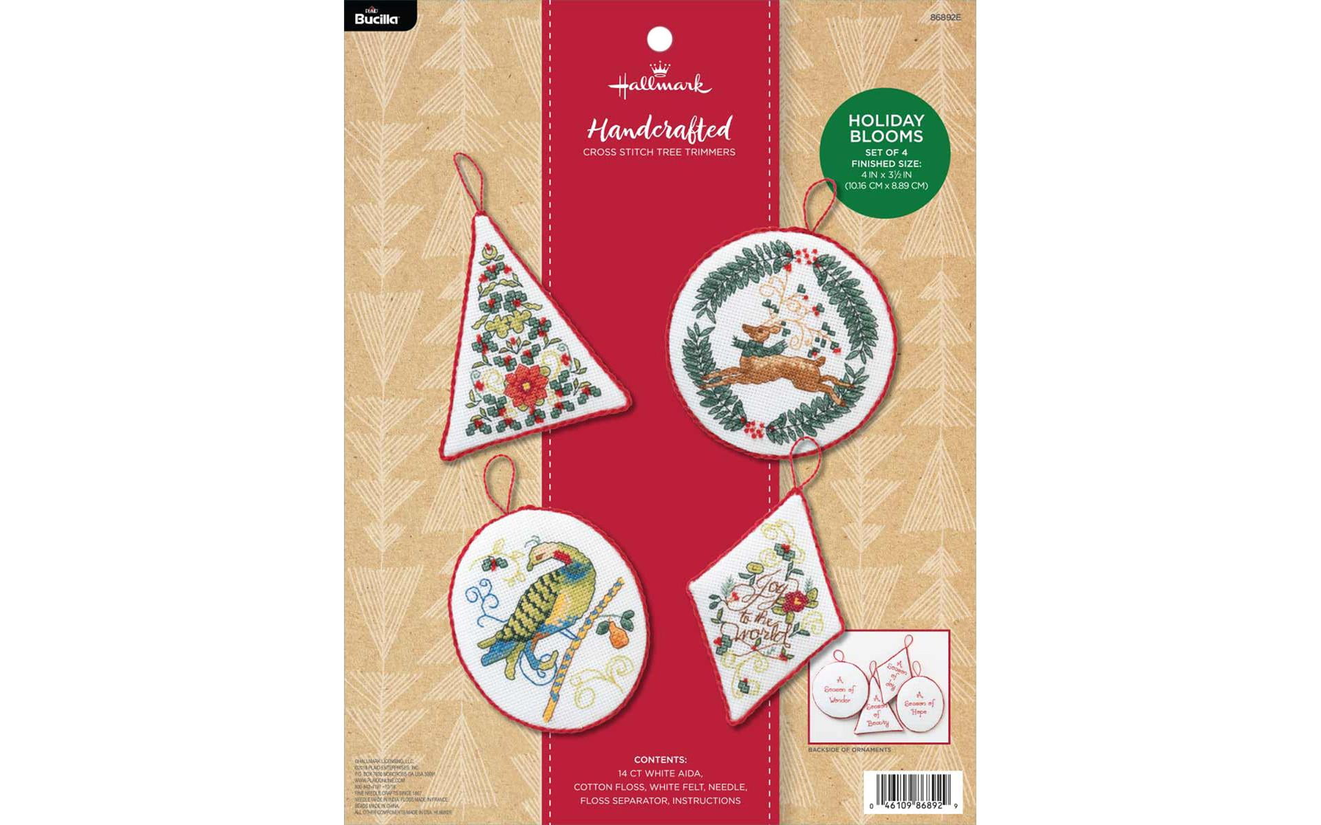 Bucilla Hallmark Counted Cross Stitch Ornaments Kit Set Of 4Holiday
