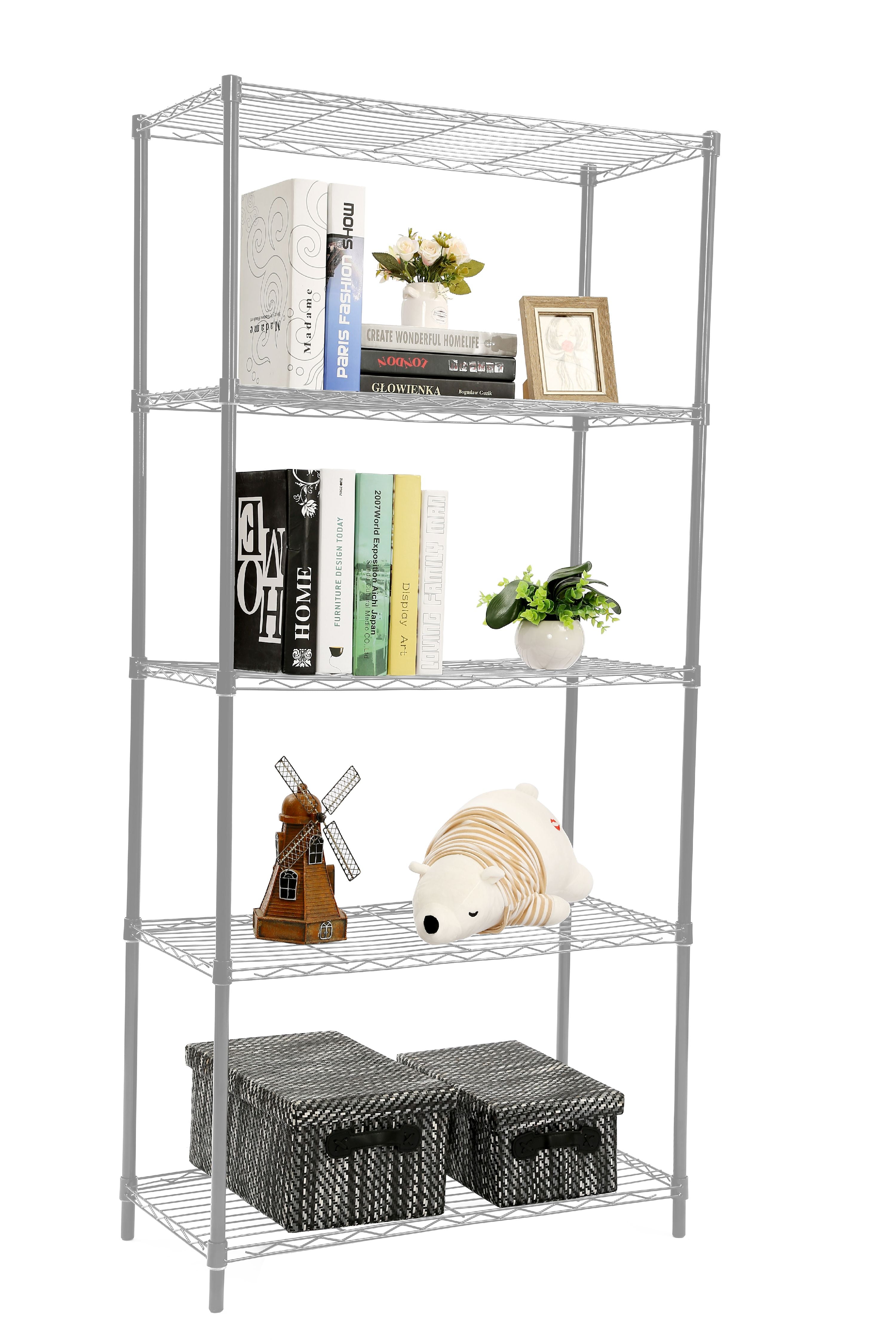 Home Basics 4tier Wide Steel Wire Shelf, Grey