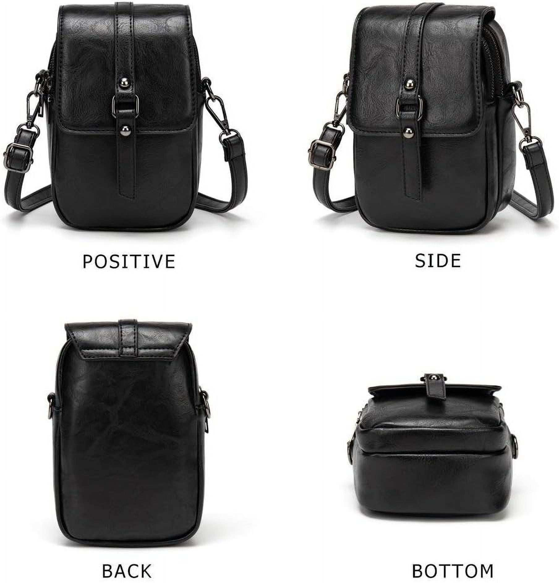 Vintage Crossbody Phone Bag for Women, Small Leather Shoulder Purse and Handbag with Tassel&Rivet Decoration