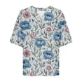 thumbnail image 5 of Button Down Shirts for Women Summer 2026 Boho Floral Printed Short Sleeve Tops Cottn Linen Beach Vacation Blouses, 5 of 5
