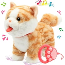 2025 Interactive Electronic Plush Stuffed Cat - Fun Interactive Toys,Walks,Barks,Shake Tail,Repeat Speak, Sing,Dress Up Realistic Stuffed Animal Cat Christmas Gift Birthday Gift (Brown)