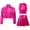 Hot Pink, variant on Girls Jazz Hip Hop Dance Outfits 3Pcs Tracksuit Shiny Metallic Crop Tops with Bomber Jacket and Skirt Set Light Green 6