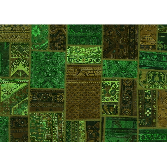 Ahgly Company Indoor Rectangle Oriental Green Modern Area Rugs, 6' x 9'