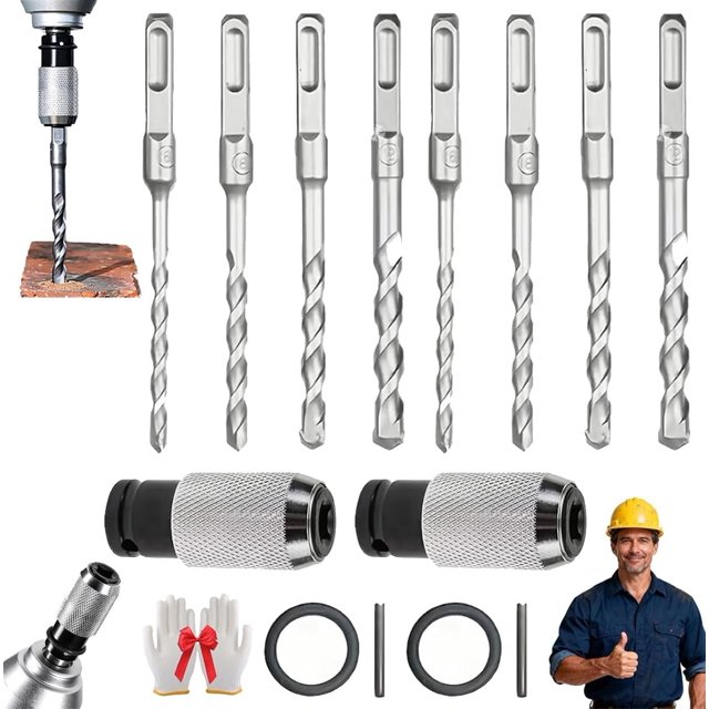 Rotary Hammer Adapter with Impact Drill Bits Set, Multifunctional Electric Hammer to Drill Converter with Adapter and 4 Hammers Bits, Electric Extension Tool Kit
