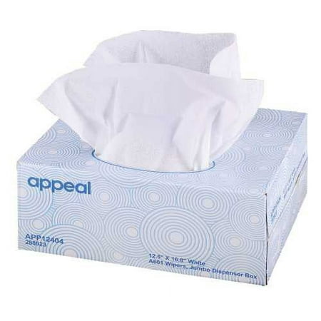 APPEAL A601 Wiper, White, X, Medium Duty Workhorse Cloth, Brag, 180 Sheets 1 Box Per Case-288923, 12.5" by 16.8"