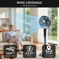 thumbnail image 3 of EDX Bedroom Pedestal Fan, Quiet 20dB DC Air Circulator, 15 Speeds 5 Modes, 120° Oscillation, 12H Timer, 1050CFM Airflow, 37-45" Adjustable Height, LED Light, Standing Fan with Remote, Gray, 3 of 9