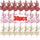 thumbnail image 2 of Ramas de hojas de pino artificiales, plantas falsas de oro y plata para Navidad, guirnalda con purpurina, adorno para árbol de Navidad, decoración para el hogar y la habitación, 2 of 5