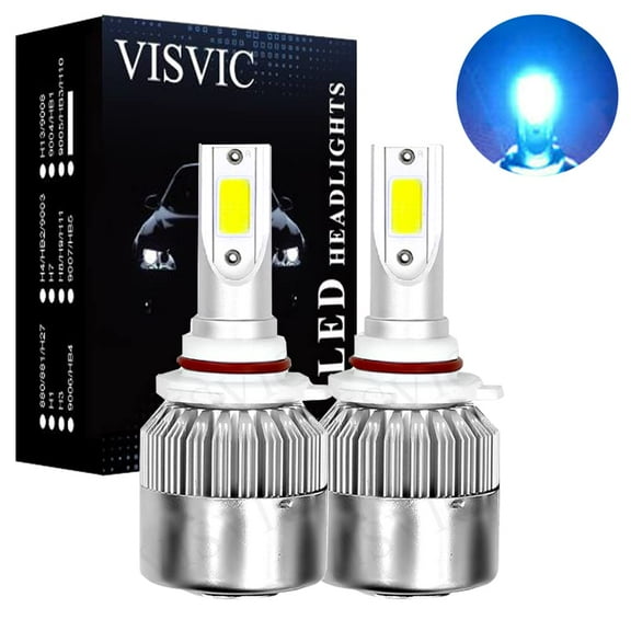 9012 LED Headlight Bulbs All-in-one Blue LED Headlights Conversion Kits High Low Beam 8000K Super Bright Ice Blue, Halogen Lamps Replacement, COB Chips, Plug-N-Play, IP68 Waterproof, Pack of 2,
