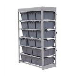 King's Rack Bin Rack Storage System Heavy Duty Steel Rack Organizer  Shelving Unit w/ 16 Plastic Bins in 6 tiers