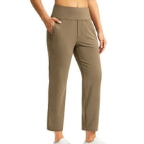 RYRJJ Women's Cropped Pants with Pockets High Waisted Stretch Ankle Slacks Pants for Women Golf Casual Travel Athletic Work Trousers(Khaki,L)