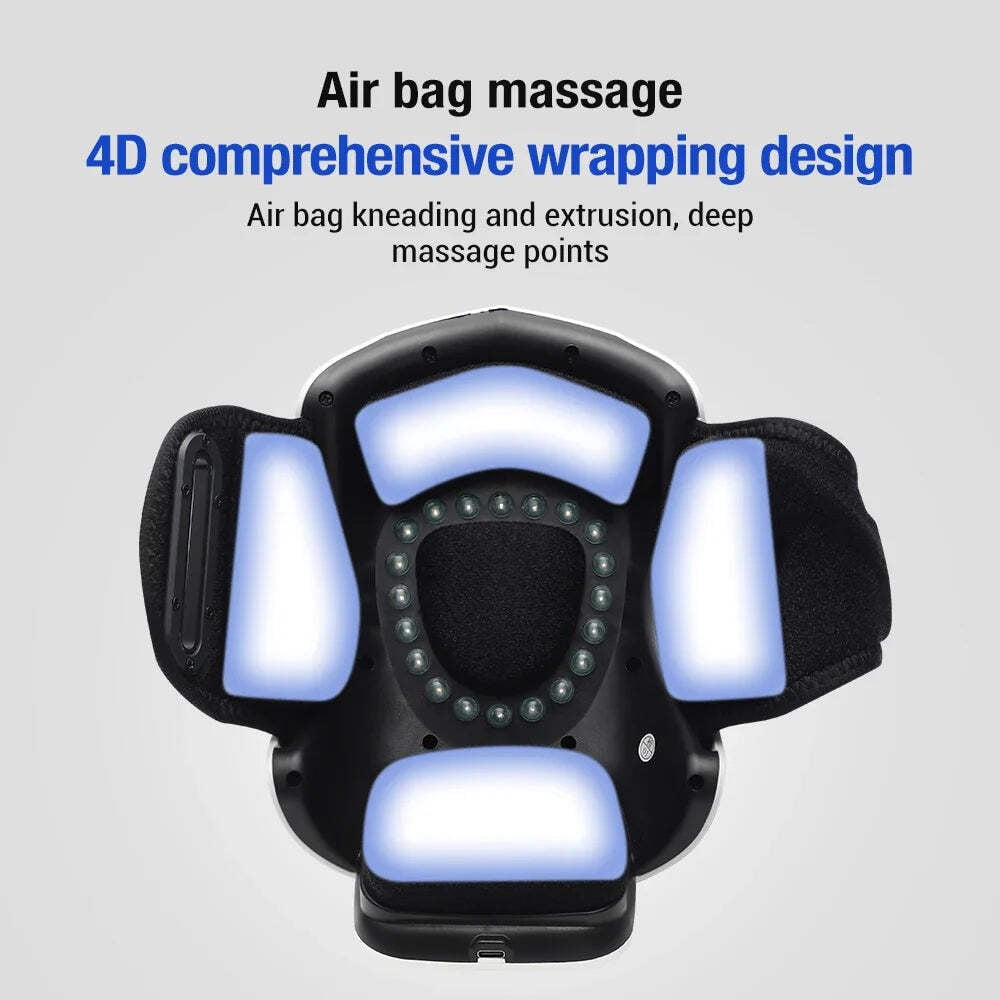 4-in-1 Cordless Knee Massager with Heat, Vibration, Air Compression & Red Light, Rechargeable Wrap for Soothing Joint Comfort and At-Home Relaxation