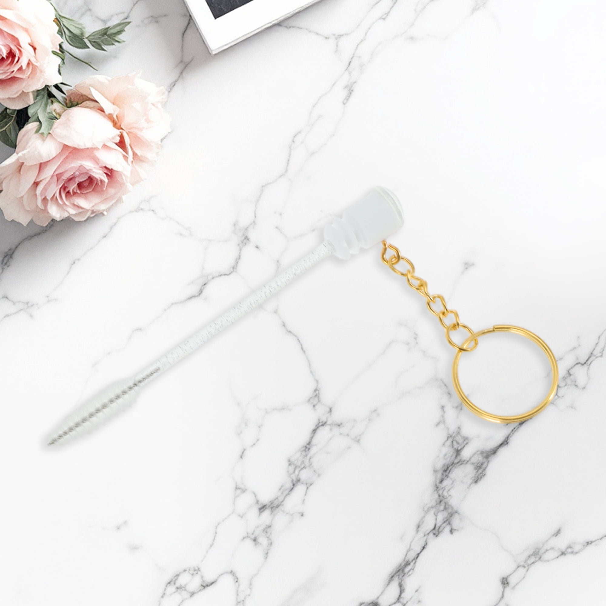 Unique Bargains 1 Pc Compact Eyelash Brush in Tube Design with Gold-Tone Buckle White