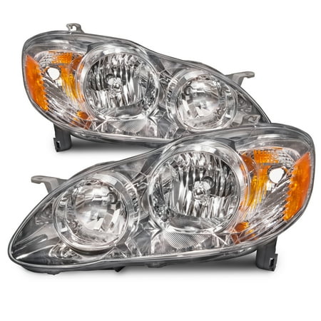 Twin Halogen Assembly - 2005-2008 Toyota Corolla New Halogen Headlights Set Driver Left Passenger Right Headlamps Pair Assembly TO2502160 & TO2503160