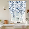 thumbnail image 3 of Flower Bird Tie Up Curtain Valance for Window, Adjustable Rod Pocket Window Curtains Shades, Vintage Blue Garden Country Wildflower Light Filtering Valance Drapes for Cafe Living Room Bedroom 34"x45", 3 of 9