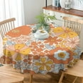 thumbnail image 3 of Retro 70s Floral Tablecloth, Hippie Summer Groovy Flower Print Table Cover for Holiday Home Picnic Party Wedding Buffet Dining Room Kitchen 60x60inch, 3 of 6
