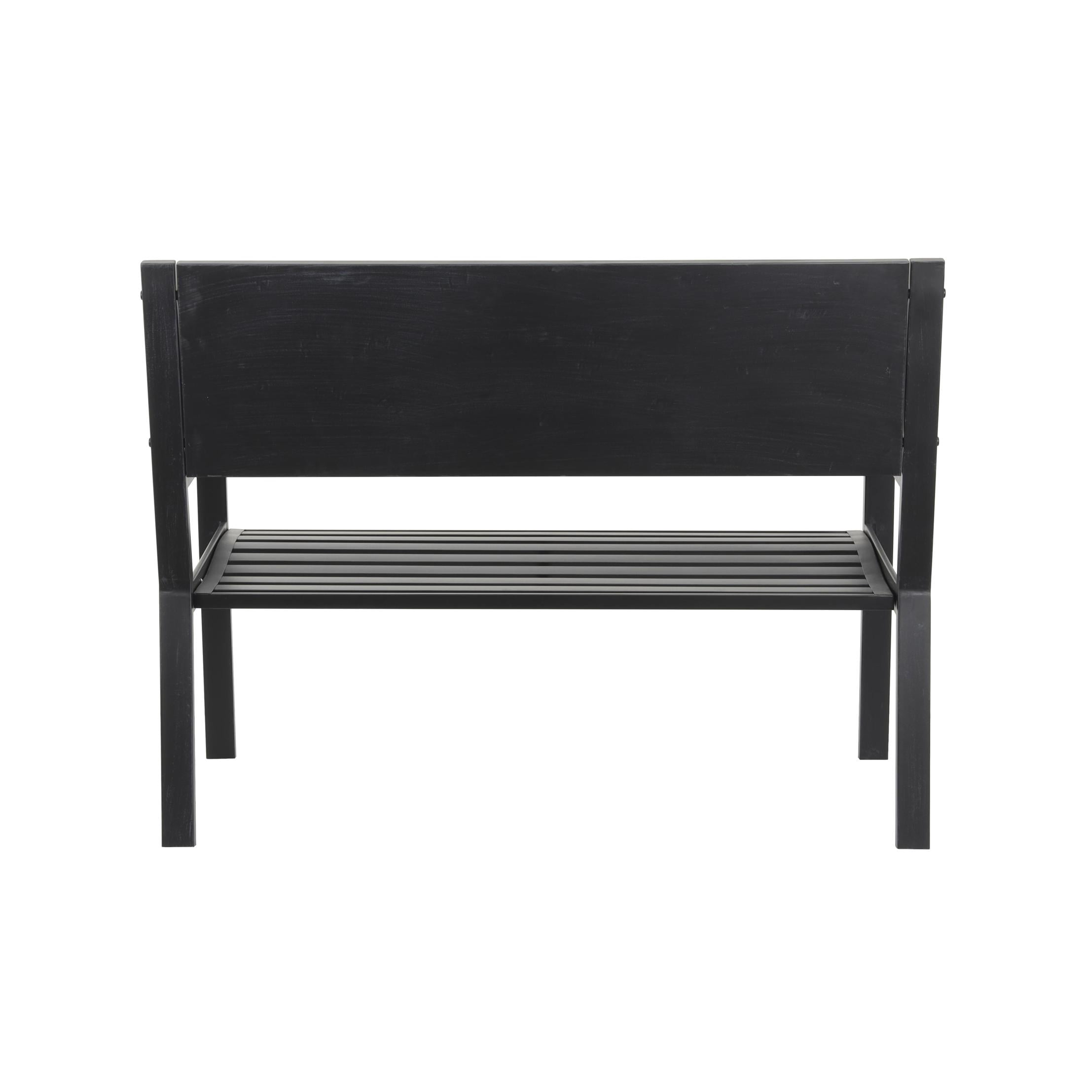 DecMode Metal Floral Scroll Mosaic Outdoor Bench with Orange and Blue Patterns, Black