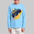 thumbnail image 2 of Linfrsh Boys Truck Pattern Sweatshirts Crewneck Long Sleeve Pullover Toddler Winter Warm Sweater Tops(Sky Blue,9-10 Years), 2 of 5