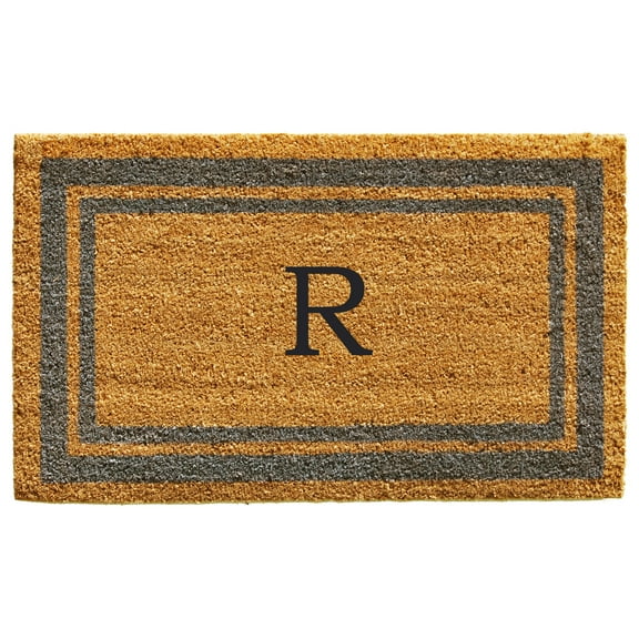 Periwinkle Border Monogram Doormat (Letter R)