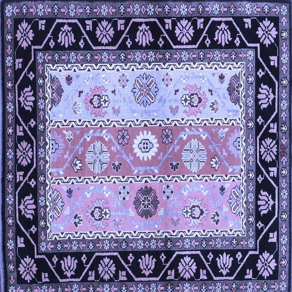 Ahgly Company Indoor Square Abstract Blue Contemporary Area Rugs, 5' Square