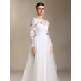 thumbnail image 4 of Vestido de novia Gilda Maxi de manga larga con encaje y malla, 4 of 6