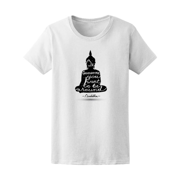 Sitting Buddha Silhouette Quote Tee Women's -Image by Shutterstock
