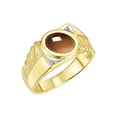 thumbnail image 3 of RYLOS Men's Rings 14K Yellow Gold Cabochone Gemstone & Diamond Designer Smoky Quartz Rings For Men Size 13, 3 of 7